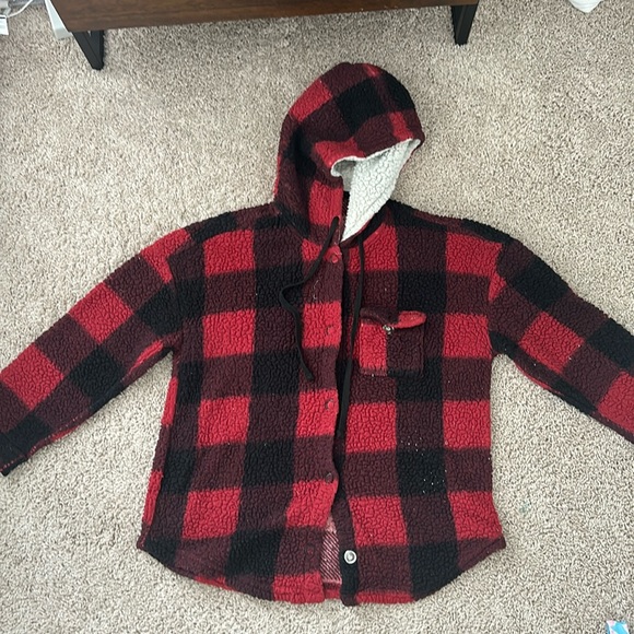 Derek Heart Fluffy Red Jacket (kids large) - Picture 1 of 1